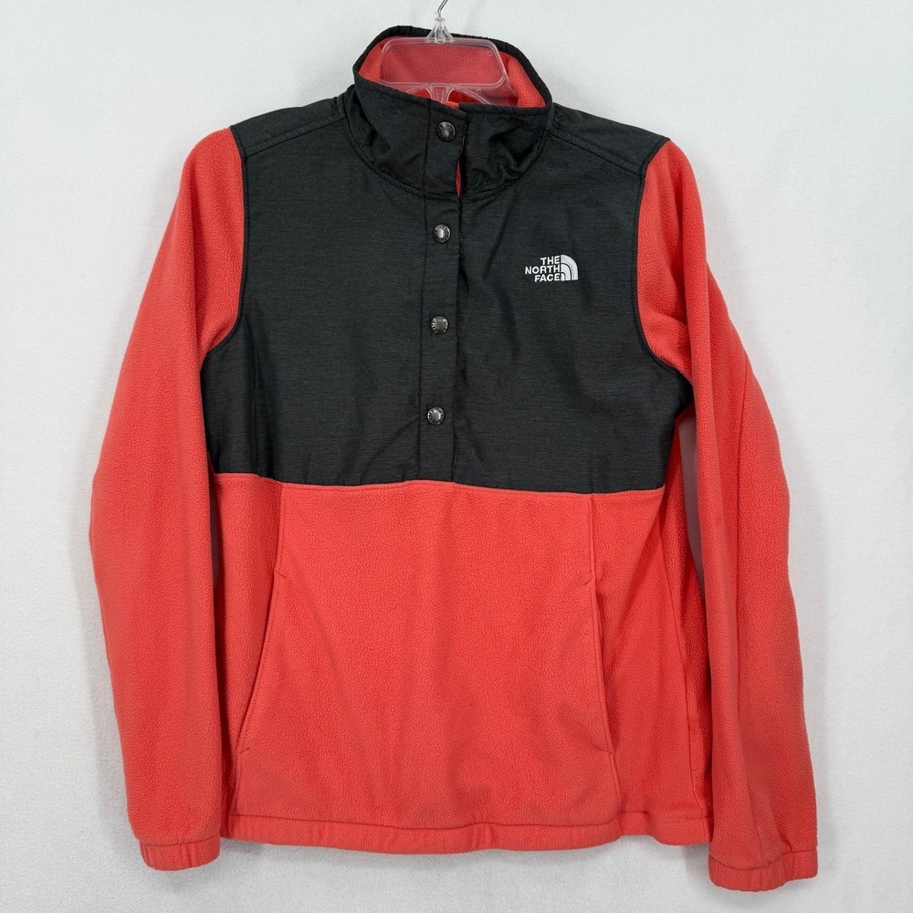 The North Face Womens Fleece Pullover Jacket Coral Gray‎ 1/2 Snap Size S P